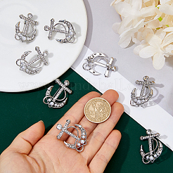 8Pcs Anchor Alloy Rhinestone Lapel Pins for Backpack Clothes&nbsp;JEWB-DC0006-46B
