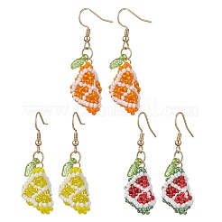 Handmade Glass Seed Beads Fruit Dangle Earrings&nbsp;EJEW-MZ00540
