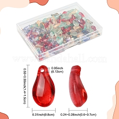 180Pcs 6 Colors Transparent Glass Teardrop Charms&nbsp;GLAA-YW0005-80