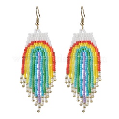 304 Stainless Steel Glass Seed Beads Rainbow Dangle Earrings&nbsp;EJEW-MZ00551