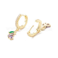 Cubic Zirconia Eggplant Dangle Hoop Earrings&nbsp;EJEW-H086-04G