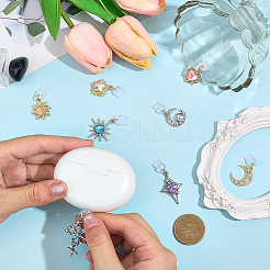 8Pcs Sun Star Moon Alloy Glass Mobile Dustproof Plugs&nbsp;HJEW-BM00005