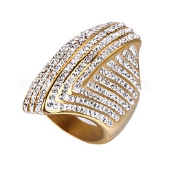 316L Stainless Steel Micro Pave Clear Cubic Zirconia Finger Rings for Women&nbsp;FS-WG06BF3-02