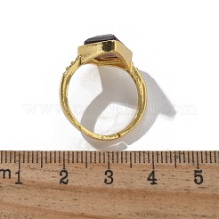 Rhombus Natural Amethyst Finger Rings&nbsp;RJEW-B113-01G-08