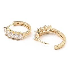 Brass Micro Pave Cubic Zirconia Hoop Earring&nbsp;EJEW-D078-24KCG