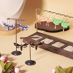 4 Pairs 4 Colors Butterfly Alloy & Acrylic Hoop Earrings&nbsp;EJEW-TA0001-88B