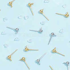 240Pcs 2 Colors Iron Ball Stud Earring Findings&nbsp;KK-CN0003-39