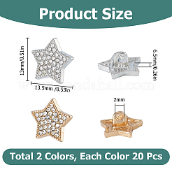 40Pcs 2 Colors 1-Hole Alloy Rhinestone Buttons&nbsp;BUTT-HS0001-04
