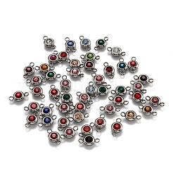 Flat Round 304 Stainless Steel Cubic Zirconia Links&nbsp;STAS-P029-M