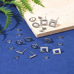 16Pcs 4 Styles 304 Stainless Steel Stud Earring Findings&nbsp;STAS-FS0001-83P