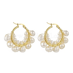 3 Pair 3 Size Natural Pearl Beaded Hoop Earrings&nbsp;EJEW-JE05168