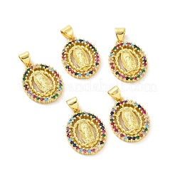 Rack Plating Eco-Friendly Brass Micro Pave Cubic Zirconia Pendants&nbsp;KK-F844-04G