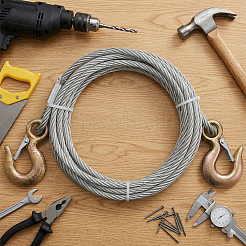 6M Stainless Steel Wire Rope with Eye Bolts&nbsp;AJEW-WH0709-418