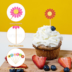Wood with Paper Cake Toppers&nbsp;AJEW-TAC0035-11A