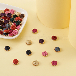 100Pcs 10 Colors Opaque Resin Flower Cabochons&nbsp;CRES-YS0001-06