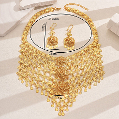 Luxurious Alloy Flower Tassel Necklaces & Earrings Sets Womenfor Elegant Events&nbsp;FJ5818