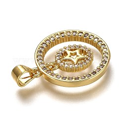 Brass Micro Pave Clear Cubic Zirconia Pendants&nbsp;ZIRC-H114-06G