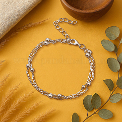 4Pcs 2 Colors Iron Round Ball Cable Chain 2-Strand Anklets for Women&nbsp;AJEW-HY0002-58