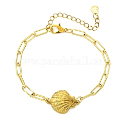 3Pcs 3 Styles 304 Stainless Steel Shell Shape Link Bracelets&nbsp;BJEW-JB13855