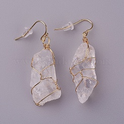 Natural Quartz Crystal Dangle Earrings&nbsp;EJEW-F228-A01