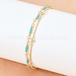 Synthetic Turquoise Multi-strand Bracelets&nbsp;KK-H299-04G