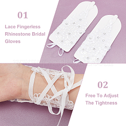 3 Pairs 3 Colors Flower Pattern Embroidered Polyester Fingerless Gloves&nbsp;AJEW-GA0006-14