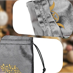 Rectangle Gold Stamping Velvet Tarot Storage Drawstring Bags for Divination&nbsp;ABAG-WH20001-25B