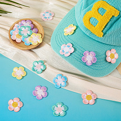 24Pcs 4Bags Flower Polyester Embroidery Paillette Cloth Iron on/Sew on Patches&nbsp;PATC-TA0001-50