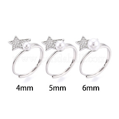 Star Shape Brass Micro Pave Clear Cubic Zirconia Adjustable Ring Settings&nbsp;KK-T076-51P