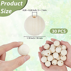 30Pcs Natural Unfinished Wood Beads&nbsp;WOOD-PA0001-59