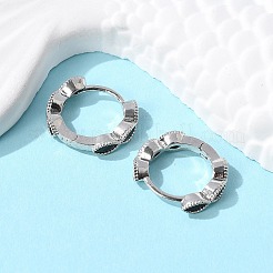 Brass Micro Pave Cubic Zirconia Huggie Hoop Earrings&nbsp;EJEW-K083-34P-A