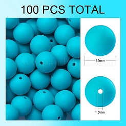 100Pcs Silicone Beads Round Rubber Bead 15MM Loose Spacer Beads for DIY Supplies Jewelry Keychain Making&nbsp;JX440A