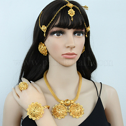 Flower Alloy Pendant Necklace & Stud Earring & Cuff Bangle & Ring & Hair Fork & Frontlet&nbsp;FS-WG4845C-03
