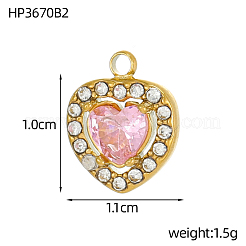 304 Stainless Steel Cubic Zirconia Charms&nbsp;STAS-OY004-02G