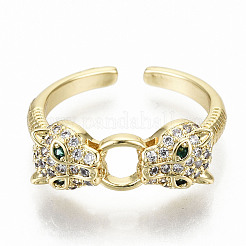 Brass Micro Pave Clear Cubic Zirconia Cuff Rings&nbsp;RJEW-S044-076-NF