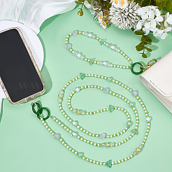 2Pcs Glass & Acrylic & Glass Seed Phone Strap&nbsp;HJEW-PH02157