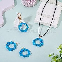2Pcs Dyed Synthetic Turquoise Chip Beaded Pendants&nbsp;PALLOY-TAC0232-03