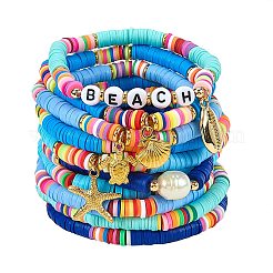 10Pcs 10 Styles Polymer Clay Heishi Beads Stretch Bracelets Sets&nbsp;BJEW-JB05922