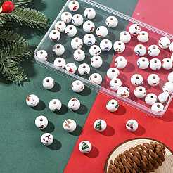 60Pcs 10 Styles Painted Natural Wood Round Beads&nbsp;WOOD-FS0002-46