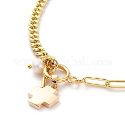 Natural Shell Cross Pendant Necklaces&nbsp;NJEW-JN03240-01