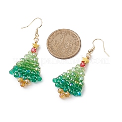 Glass Christmas Tree Dangle Earrings&nbsp;EJEW-JE06154