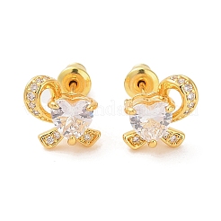 Rack Plating Brass Micro Pave Cubic Zirconia Stud Earrings&nbsp;EJEW-I304-06G