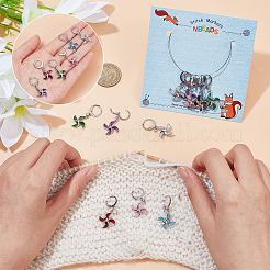 Alloy with Epoxy Resin & Crystal Rhinestone Windmill Pendant Locking Stitch Markers&nbsp;HJEW-PH01885