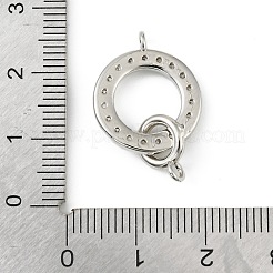 Brass Micro Pave Clear Cubic Zirconia Ring Connector Charms&nbsp;KK-H527-25P