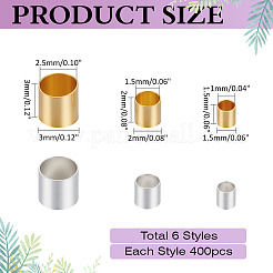 2400Pcs 6 Styles Brass Crimp Beads&nbsp;KK-ME0003-35