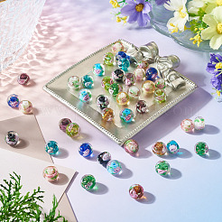 44Pcs 11 Colors Handmade Lampwork Inner Flower Rondelle Beads&nbsp;LAMP-TA0002-74