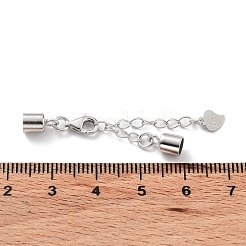 Anti-Tarnish Rhodium Plated 925 Sterling Silver Curb Chain Extender&nbsp;STER-G039-04C-P