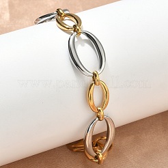 Two Tone 304 Stainless Steel Oval Link Chain Bracelets for Women&nbsp;BJEW-F533-02F-G