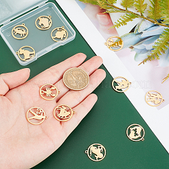 12Pcs 12 Style 201 Stainless Steel Pendants&nbsp;STAS-UN0031-29