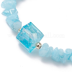 Electroplated Hexagon Prism Natural Quartz Chip Beaded Stretch Bracelets fo Women&nbsp;BJEW-JB10756-09